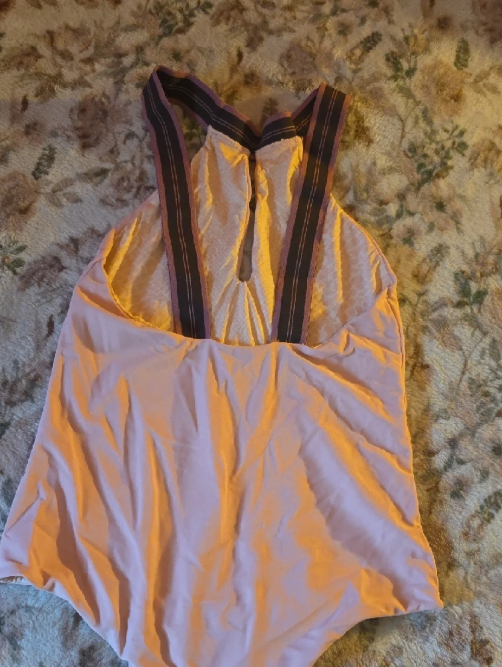 acacia swimwear Light Pink Halter Bodysuit with Striped Neckband - Picture 2 of 3